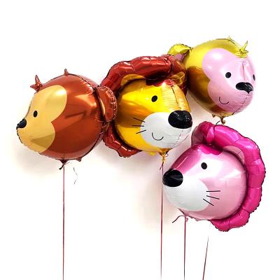 China 3D 4D Cartoon Animal Head Foil Balloons Lion Head Jungle Theme Jungle Theme Birthday Party Decoration Floating Gift Toy Advertising Toy for sale