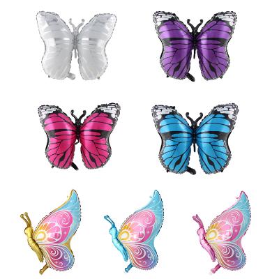 China Colorful Gift Toy Cartoon Butterfly Foil Balloon Single-wing Side-flying Mariposa Globos Wedding Birthday Forest Party Decor Lovely for sale