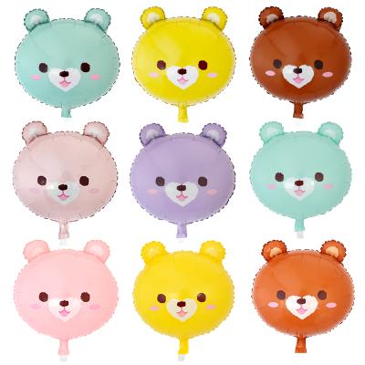 China Lovely Gift Toy Cartoon Cute Magic Macaroon Bear Head Foil Balloon For Kids Birthday Party Decoration Kids Toys Inflatable Globos for sale