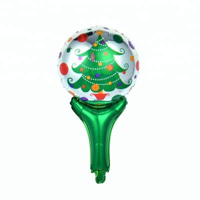 China Hot Selling Custom Gift Toy Christmas Tree Cartoon Design Helium Foil Stick Balloons for sale