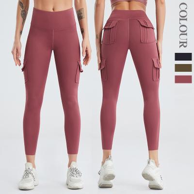 China Wholesale Breathable Ladies Cargo Pants Style Sports Fitness Yoga Pants Women Sweat Yoga Tights With Pockets for sale