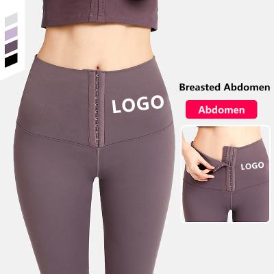 China Custom Logo Waist Trainer Breathable Yoga Pants Slimming Breathable Butt Belly Pants Shaper Waist Trainer Gaiters for sale