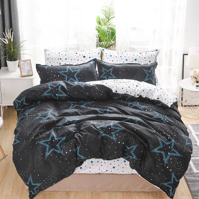 China Nondisposable Black Starry Sky Printed Microfiber Bedding Set, Super King Duvet Cover Sheet Set for sale