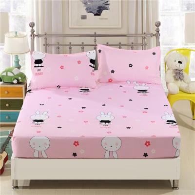 China Wholesale Single Cartoon Animal Bed Spread Pink Rabbit Microfiber Mattress Cover, Baby Bedding Fitted Sheet for sale