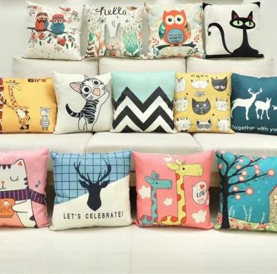 China Nondisposable Wholesale Custom Cartoon Home Sofa Decor Office Seat Woven Cushions, Canvas Cushion Pillow Covers for sale