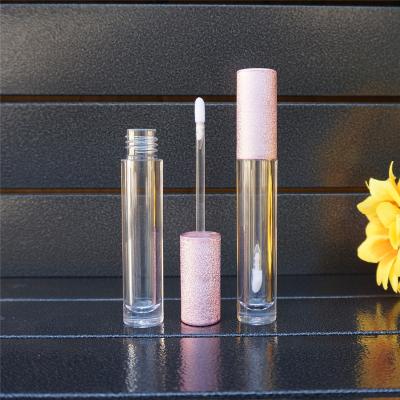 China Lip Gloss Filling 100PCS 6ml Pink Empty Cylinder Clear Lip Gloss Bottle for sale