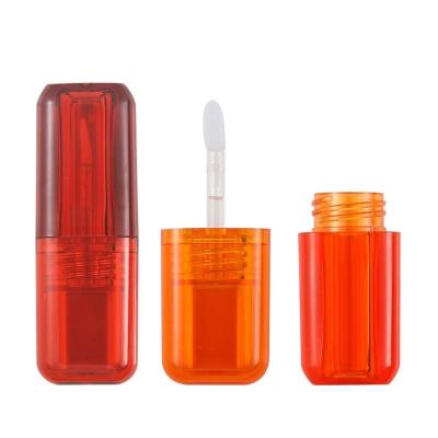 China Homemade square packaging personal skin care lip gloss split empty small red square lip gloss 4.5ml empty square bottle lip tube bottle shell for sale