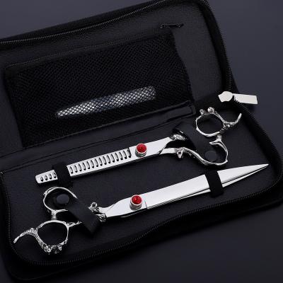 China Dragon Viable Hot Selling Best Handle 440C Blade And Teeth High Quality Steel Pet Care Grooming Scissors Special Shears For Dog MST-P202 for sale