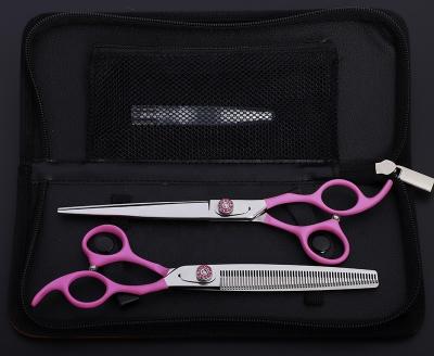 China High Quality Professional Viable Design Classic Pink Handle Pet Grooming Shears Rubber Scissors Set for Dog and Cat MST-P200 for sale