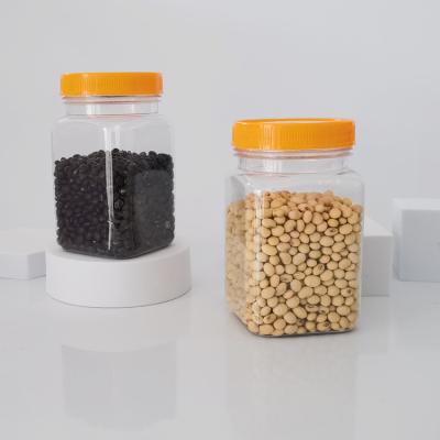 China 400ML Square Kitchen Storage Containers Eco - Friendly Plastic Jar With Lids for sale