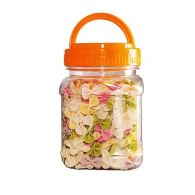 China Eco-friendly 580ML Low Prices Say Wide Pet Food Grade Plastic Square Biscuits Lipstick Jar With Lifting Hook Cover for sale