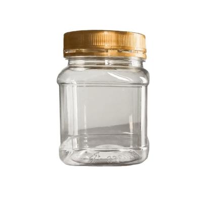 China Factory Outlets 360ML Eco - Friendly Square High Transparent Plastic Honey Jar Bottles for sale