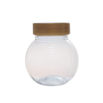 China Wholesale 325ML Eco-friendly Pet Materials Rounded Cookie Ball Plastic Jar For Food for sale