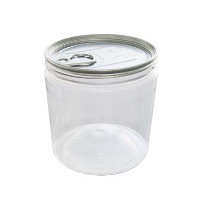 China Hot Selling Eco-friendly High Quality Light Weight 480ML Wide Mouth Food Storage Plastic Jars With Aluminum Lid for sale