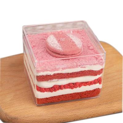 China High Quality Recycled Materials 500ML Factory Outlets Square Plastic Packaging Boxes For Dessert Cake Cookies for sale