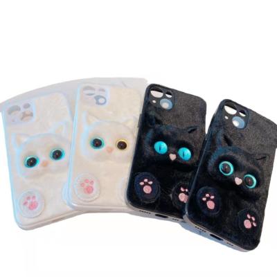 China Anti-fall cartoon cell phone case furry cute shaggy protector for apple phone case 13 for 12 pro max for sale