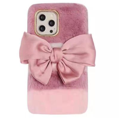 China 3D Anti-fall Diamond Lens Protection Phone Case Furry Warm Winter Phone Case For Apple Phone Max 12 Pro 2021 for sale