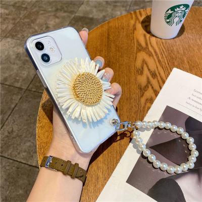 China Luxury Clear Anti-drop TPU Phone Case With Mirror Case For iPhone 12 Pro Max With Pearl Rope Phone Case 2021 for sale