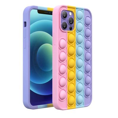 China 2021Amazon Best-selling Anti-Falling Push Pops Bubble Shaker Toys 3D Silicon Relieve Stress Cell Phone Case For iPhone 12 for sale