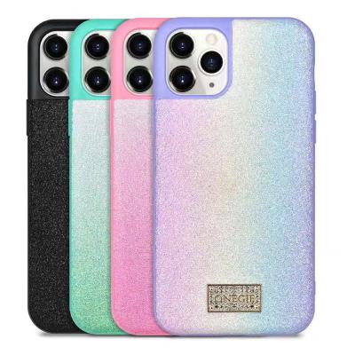 China Hot Selling Shockproof Anti-fall Glitter Bling Bling Gradient Color Mobile Phone Case For iPhone 12 pro 2021 max for sale