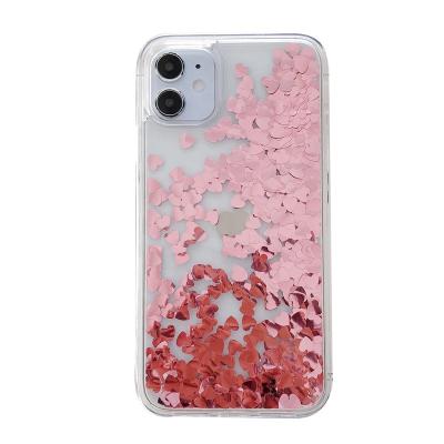 China Glitter Bling Quicksand Love Sequin Flow Shockproof Liquid Phone Case For iPhone 13 Pro Max 12 Phone Case for sale