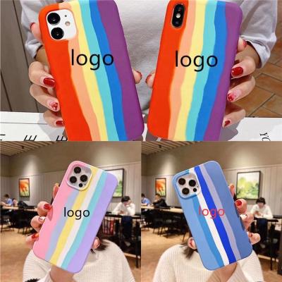 China Amazon Bestseller Anti-drop Custom Design Liquid Silicone Rainbow Phone Case For iPhone 12 11 Pro IMD Max Phone Case Cover for sale