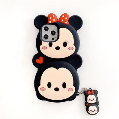 China 2021 fashion cute mouse Anti-drop battery for iphone 12 pro max silicone mobile phone shockproof cover for 11 series for sale