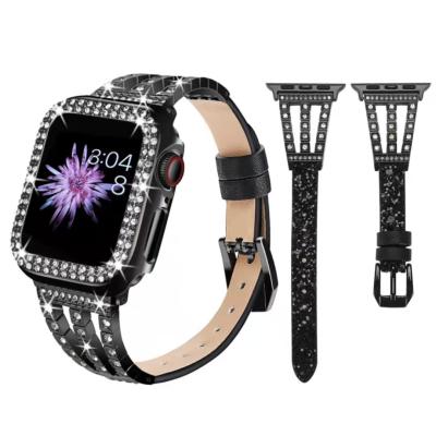 China Luxury 3D Designer Watch Band Rhinestone Bling Band Stainless Steel Strap For iWatch Replacement Wrist Strap Band For Smart Watches for sale