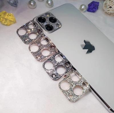 China 3D Diamond Bling Camera lens film anti-explosion luxury protector for iphone camera lens max 12 pro 2021 mobile phone for sale