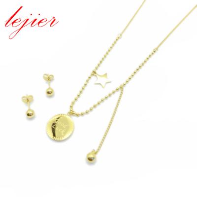 China TRENDY Lejier Gold Stainless Steel Circulars Say Good Luck Charms Star Necklace for sale