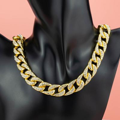 China Anti-allergic Hiphop Men's LEJIER de maimi Stainless Steel Diamond Clasp 18k Gold Plated Cuban Link Chain Necklace for sale