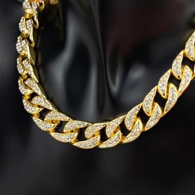 China LEJIER Anti-allergic Gold Iced Out Cuban Link Chain Jewelry Hiphop Miami Men's Cuban Chain Necklace Jewelry Cuban Link Chain for sale