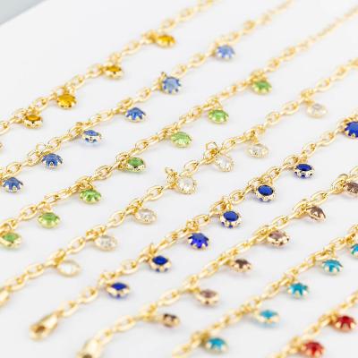 China LEJIER TRENDY Hot Sale Rainbow Stones Fashion Jewelry Gold Plated Colorful Cubic Zirconia Women Tennis Bracelets for sale