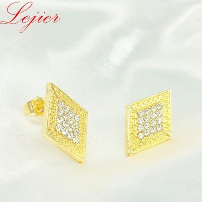 China LEJIER Anti-allergic Zircon Triangle Shape CZ Diamond Clip Earring Real Gold Plated Jewelry Femme for sale