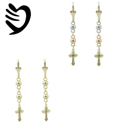 China Wholesale TRENDY circle jewelry 18k gold long cross earrings design for women fashion earrings for women for sale