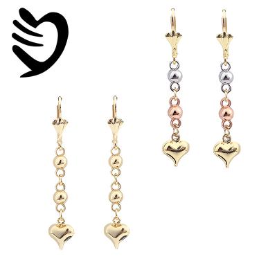 China TRENDY 18K Gold Plated Heart Tricolor Custom Charm Luxury Long Tassel Earrings for sale