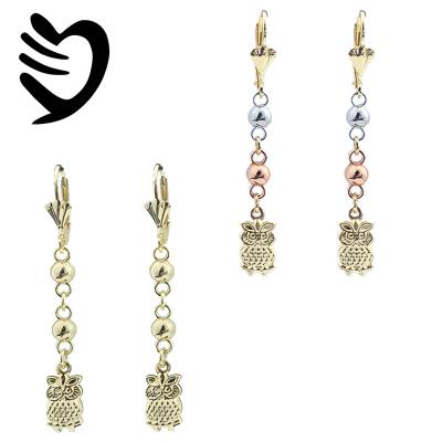 China LEjier 18k gold plated OEM TRENDY EDM long Owl Pendant Chain Tassel Earrings for jewelry making for sale