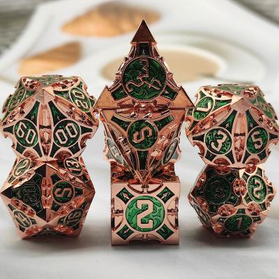 China Board Game Accessories Polyhedral Hollow Metal DND Dice Set DND D&D roleplaying Die Set for sale