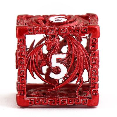 China Board Game Accessories 2022 Fashion Hollow Dnd Dice Metal Custom Rpg Mtg Board Dice Set for sale