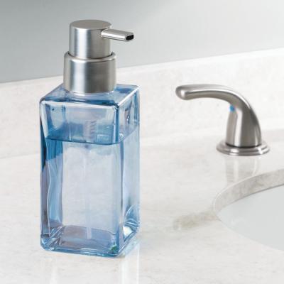 China 2018 Home Amber Glass Liquid Foam Soap Dispenser Kitchen Sink Countertops New Product Foam Soap Dispenser With Stainless Steel Nickel Pump for sale