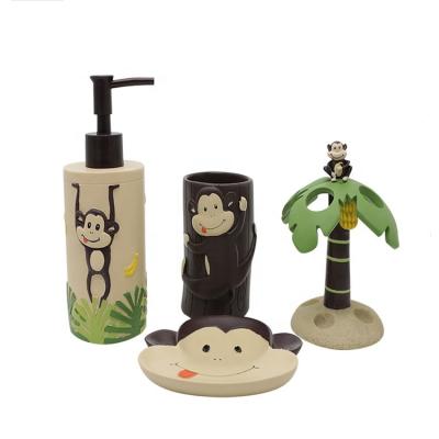 China home & Hot Sale Hotel Bathroom Luxury Kid's Resin Materials Ceramic Current Bath Gift Set With Animal Cartoon Figure Designs For Kids for sale