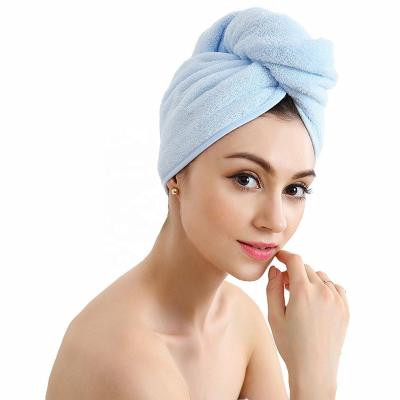 China Premium Super Absorbent Quick Dry Terry Microfiber Hair Wrap Towel Twist Spa Bath Turban Turban Compressed Shower Head with Custom Logo for sale