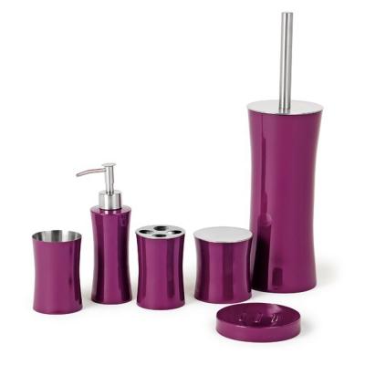 China Sustainable Stylish Design Matt Stainless Steel Bathroom Vanity SS Metal Bathroom Accessories With 5/6/7 Pcs Set In Pink for sale