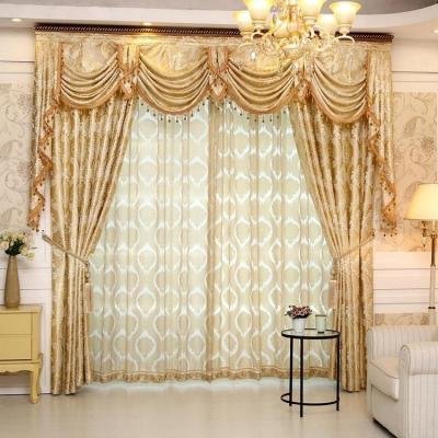 China Blackout Items Used Hotel Designs Luxury Fabrics Jacquard Windows Curtains With Valance Attached For Living Room Door for sale