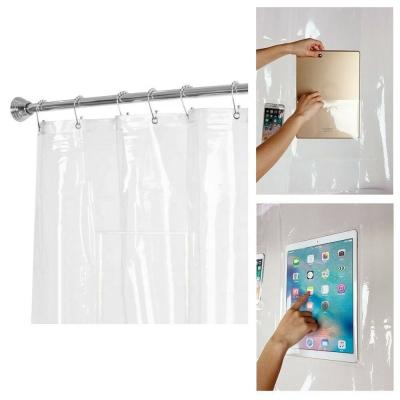 China EVA Clear Shower Curtain Eco-Friendly Sustainable With Pockets For Tablet iPhone for sale