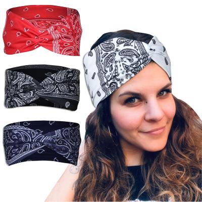 China 2021 Eco-friendly Fabrics Elastic Exercise Bandana Headband Bandana Scarf Yoga Silk Hair Band for sale