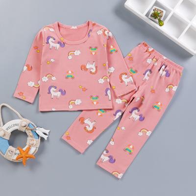 China Breathable Silk Pajamas Set Satin Children Clothes 100% Cotton Cartoon Children Pajamas for sale