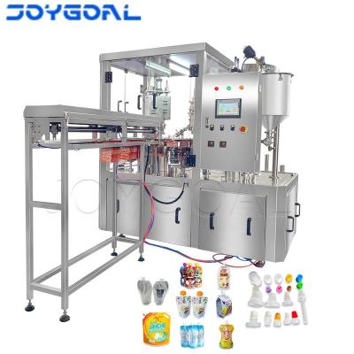 China Automatic liquid beverage bag spout pouch stand-up filling and capping equipment cap-screwing sealing packing machine with price for sale