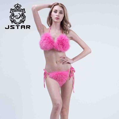 China Sexy Girl Beach Bikini Fox Fur Bra Women Fur Underwear Fashion Ladies Breathable Swimwear for sale