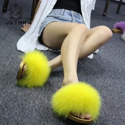 China Wholesale Anti Slip Anti Slip Women Fur Slides Slippers Real Fox Fur Slides Real Fur Sandals for sale